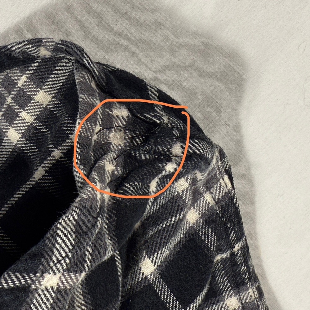 Jachs NY Mens Black White Plaid Thick Cotton Flannel Shirt Long Sleeve Button Up - Picture 7 of 16